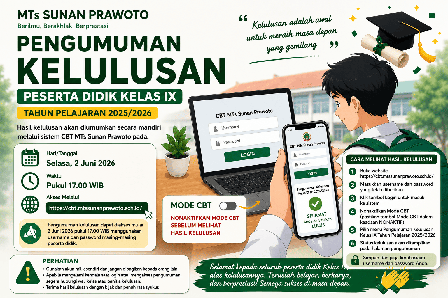 Pengumuman Kelulusan Peserta Didik Kelas IX Tahun Ajaran 2025/2026